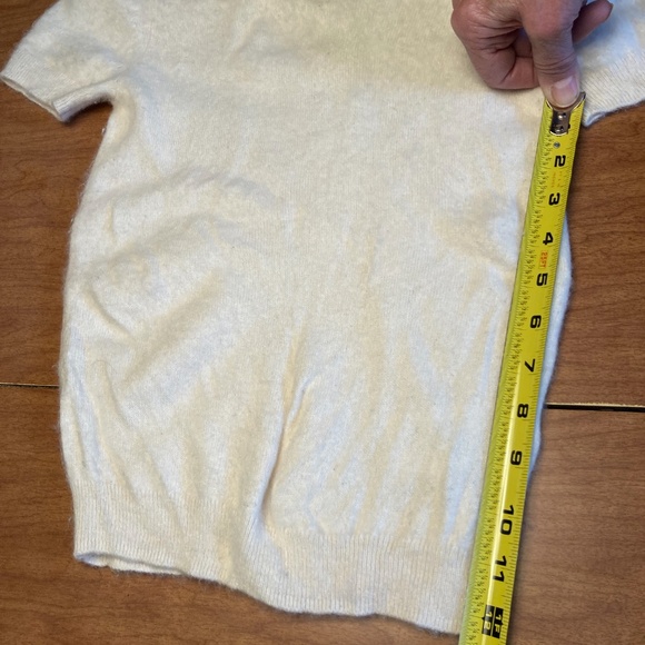 White Quince Mongolian Cashmere Tee Short Sleeve Sweater Small - Picture 7 of 10